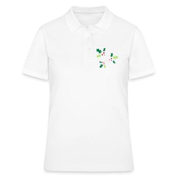 trois branches de palmiers à piqûres avec trois baies rouges - Polo Femme - blanc - Devant - Ailine (174cm)
