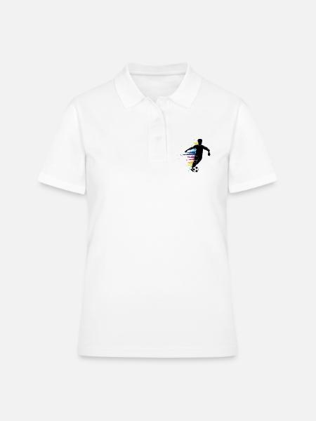 Fussballer Silhouette mit buntem Graffiti - Frauen Polo Shirt - Weiß
