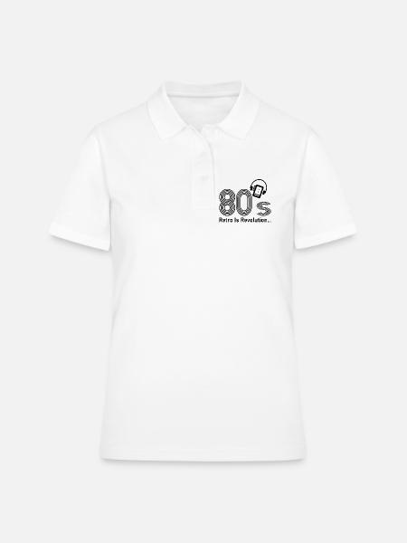 80er Jahre - Frauen Polo Shirt - Weiß