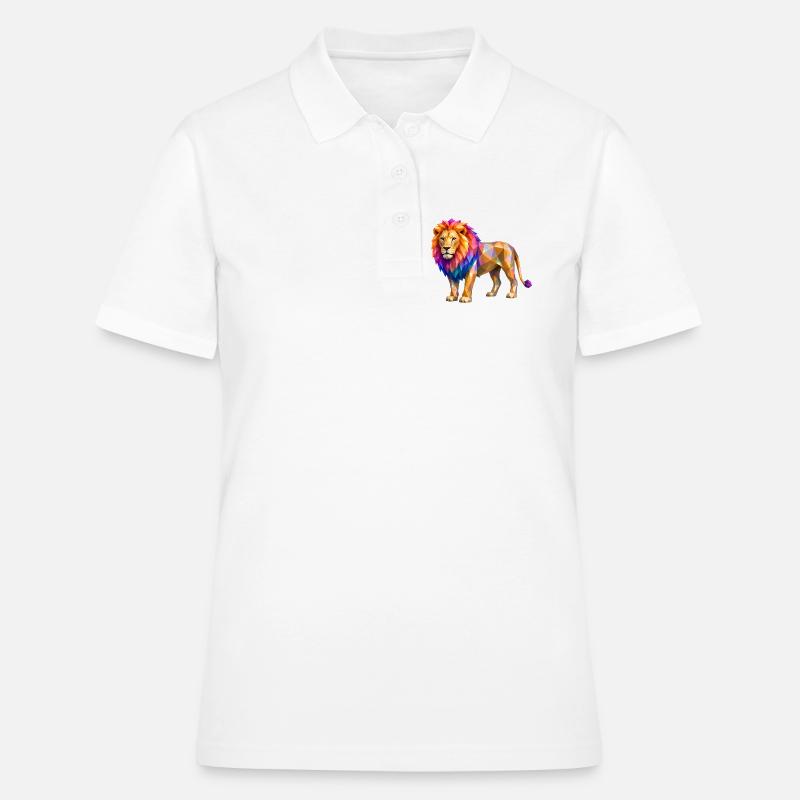 Explosion de couleur de lion polygonal - Polo Femme - blanc