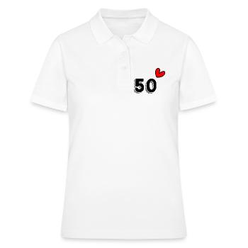 50. 50 ANS. 50e ANNIVERSAIRE. ANNIVERSAIRE 50 ANS. - Polo Femme - blanc - Devant - Ailine (174cm)