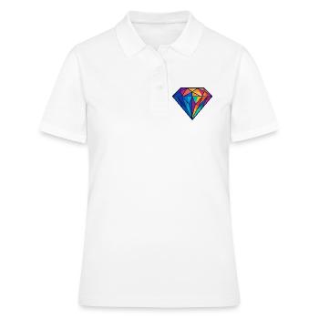 Geometrischer Diamant | Bunt / Regenbogen Design - Frauen Polo Shirt - Weiß - Vorne - Ailine (174cm)