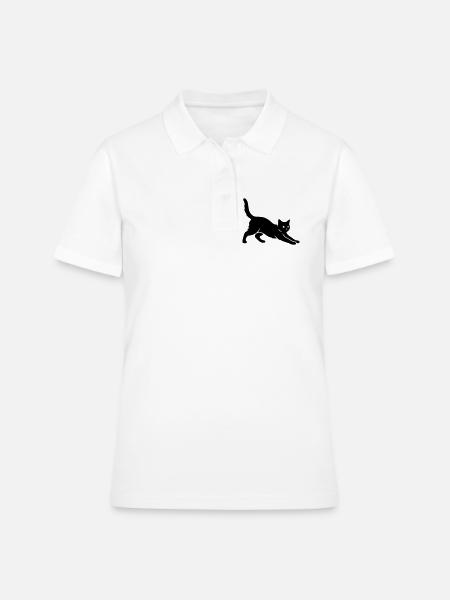 chat - Polo Femme - blanc
