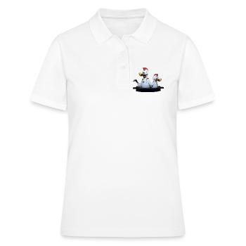 Duo de mouettes sur la jetée - Polo Femme - blanc - Devant - Ailine (174cm)