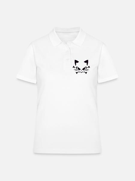 Crâne de chat | Motif minimaliste de Skull & Bones - Polo Femme - blanc
