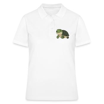 Tortue heureuse mignonne - dessin animé adorable et joyeux - Polo Femme - blanc - Devant - Ailine (174cm)