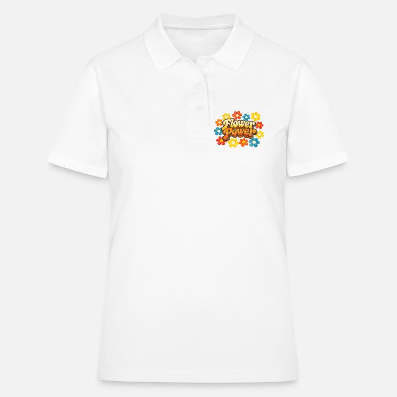 Flower Power Retro - Women's Polo Shirt - white