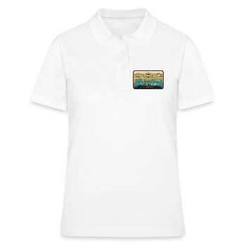 Badge retro, Toulouse France est ma ville natale - Polo Femme - blanc - Devant - Ailine (174cm)