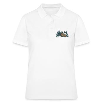Winterwaldhütte - Frauen Polo Shirt - Weiß - Vorne - Ailine (174cm)