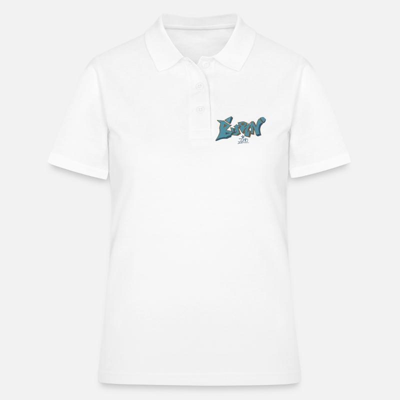 Berlin Graffiti Blue Outline - Women's Polo Shirt - white