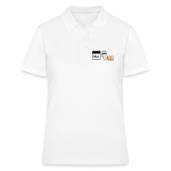 MRZ LCK EIER, Humor, MÄRZ LECK EIER  - Frauen Polo Shirt - Weiß - Vorne - Ailine (174cm)