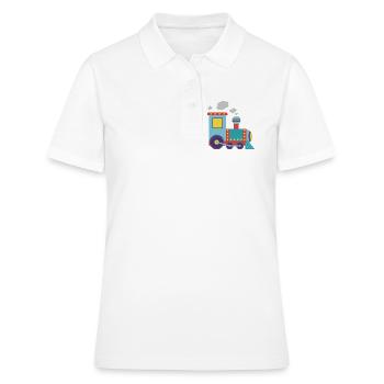 Bunte Spielzeug-Dampflok-Illustration - Frauen Polo Shirt - Weiß - Vorne - Ailine (174cm)