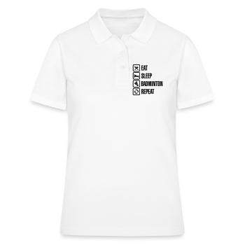 Eat Sleep Badminton Repeat - Frauen Polo Shirt - Weiß - Vorne - Ailine (174cm)
