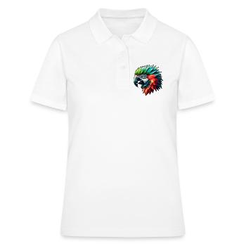 Papagei in Polygon Design Bunt - Frauen Polo Shirt - Weiß - Vorne - Ailine (174cm)
