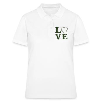 Love Nature - Typographie Végétale et Coeur - Polo Femme - blanc - Devant - Ailine (174cm)