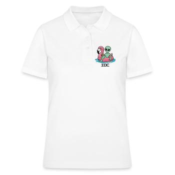 Extraterrestre dans le char rose des flamants roses - Polo Femme - blanc - Devant - Ailine (174cm)