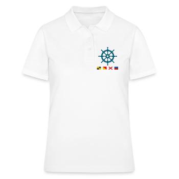 Love – Maritime steering wheel with signal flags - Women's Polo Shirt - white - Front - Ailine (174cm)