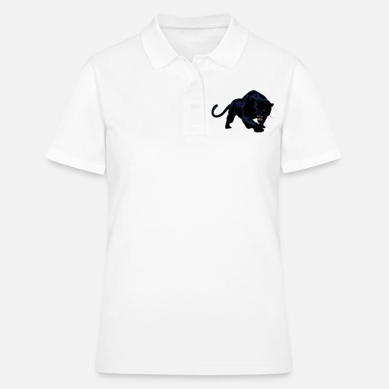 Schwarzer Panther oder Jaguar Wildkatze - Frauen Polo Shirt - Weiß