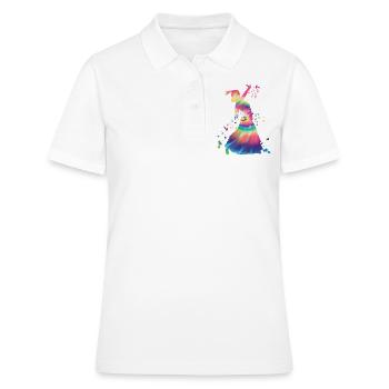 Femme flamenco avec robe flamenco - Polo Femme - blanc - Devant - Ailine (174cm)