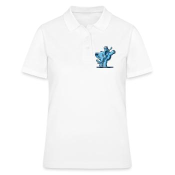 éléphant de dessin animé bleu faisant le poirier - Polo Femme - blanc - Devant - Ailine (174cm)