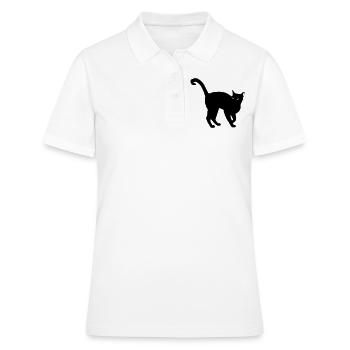 schwarze Katze Silhouette - black cat silhouette - Frauen Polo Shirt - Weiß - Vorne - Ailine (174cm)
