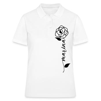 Marina Nom Prénom Nom Fleur - Polo Femme - blanc - Devant - Ailine (174cm)