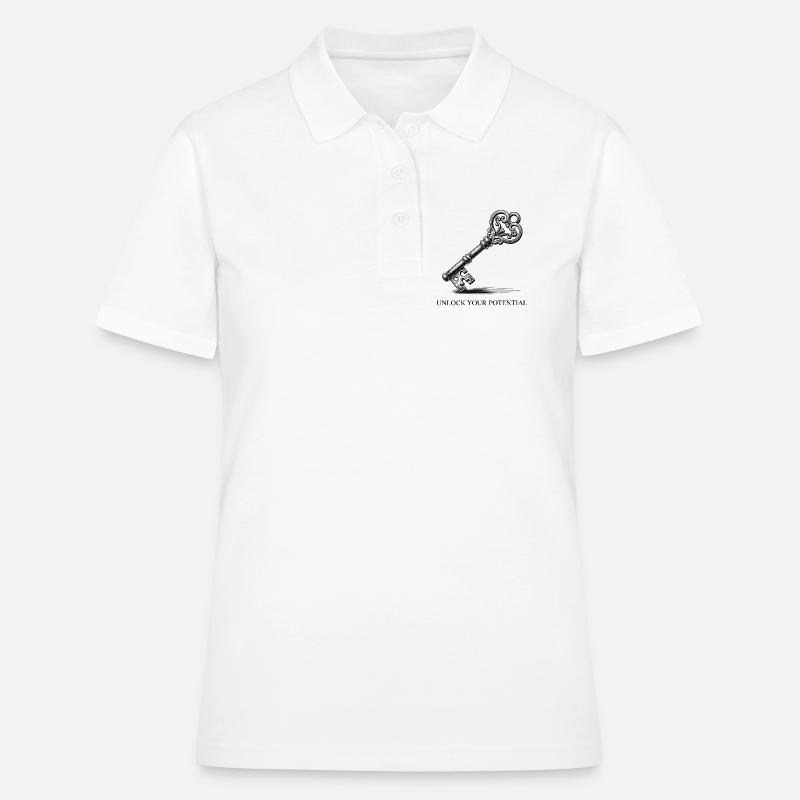 Key motif with squiggle design - Women's Polo Shirt - white