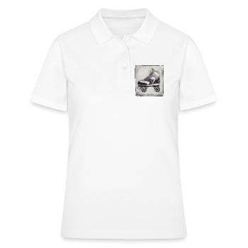 Roller Roller Retro - Sculpté à la main imprimable - Polo Femme - blanc - Devant - Ailine (174cm)