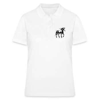 Cheval Art Splash Noir - Polo Femme - blanc - Devant - Ailine (174cm)