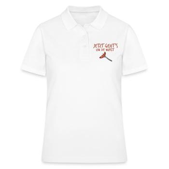 Um die Wurst. - Frauen Polo Shirt - Weiß - Vorne - Ailine (174cm)