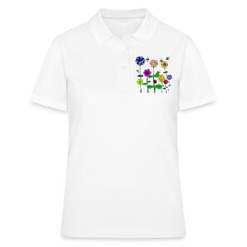 Fleurs et abeilles - printemps / été - Polo Femme - blanc - Devant - Ailine (174cm)