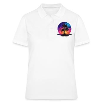 Plage d’été Palmiers de mer Vacances Néon Couleurs Colorées - Polo Femme - blanc - Devant - Ailine (174cm)