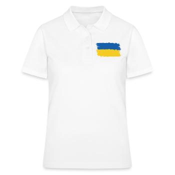 Ukraine -Priez pour l’Ukraine - Viva Ukraine - Polo Femme - blanc - Devant - Ailine (174cm)