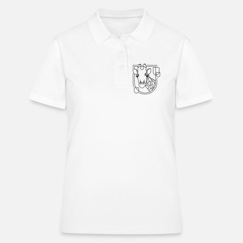 Giraffe in Geometric Shape - Line Art Design - Women's Polo Shirt - white