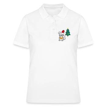 Christmas, Christmas Tree, Mouse - Women's Polo Shirt - white - Front - Ailine (174cm)