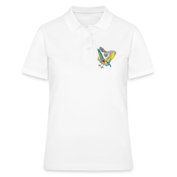 Oiseaux colorés - Polo Femme - blanc - Devant - Ailine (174cm)