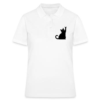 Schwarze Katze – Devil Horns Silhouette - Frauen Polo Shirt - Weiß - Vorne - Ailine (174cm)