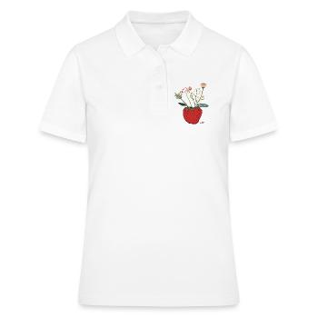 Fraise avec bouquet de fleurs - Polo Femme - blanc - Devant - Ailine (174cm)