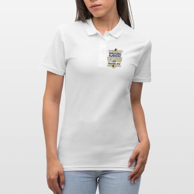 Walking Running Debugging Release Day Coder Polo Femme
