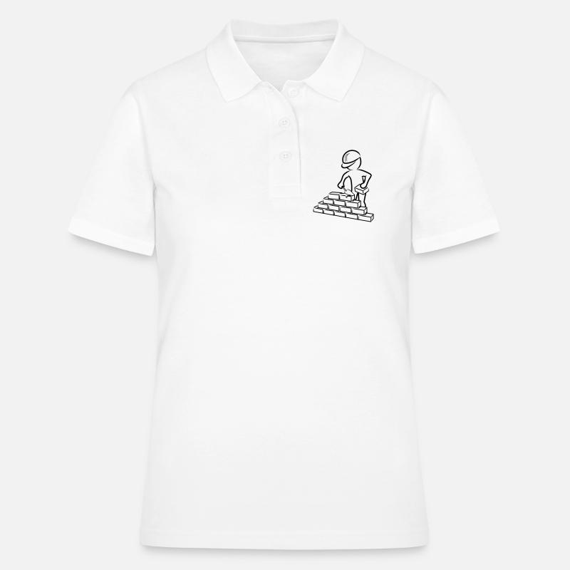 Construction worker with trowel, mortar and wall - Women's Polo Shirt - white