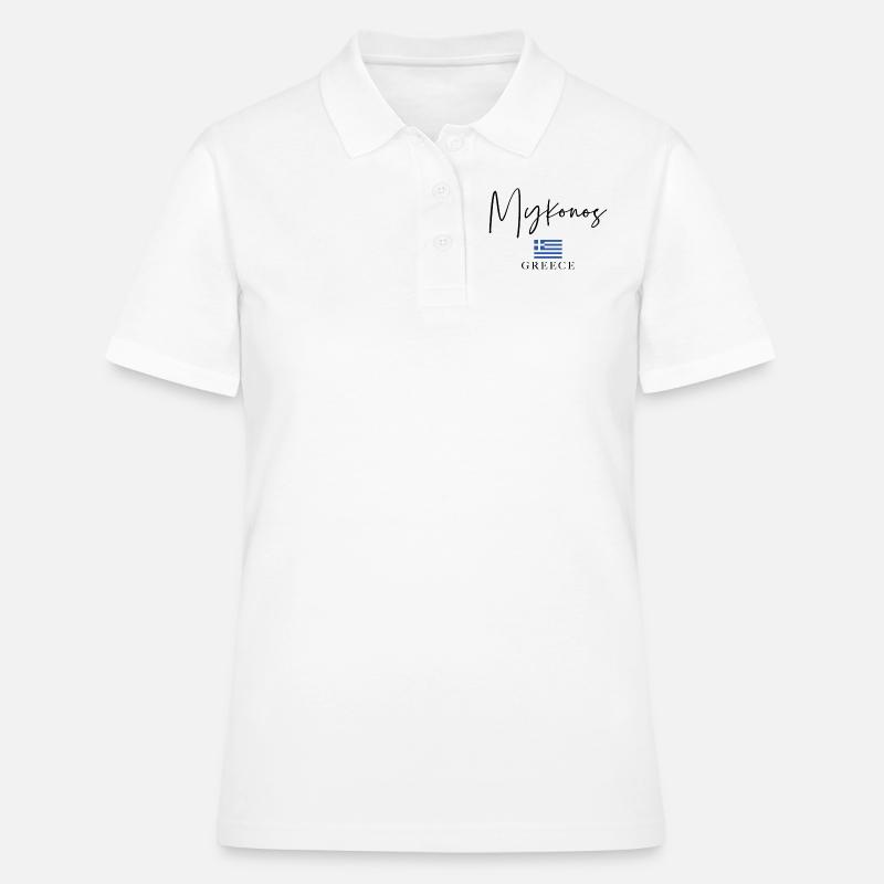 Vacances du drapeau de la Grèce - Île de Mykonos - Polo Femme - blanc
