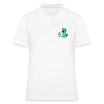 Dinosaurs with Baby Dinosaurs - Women's Polo Shirt - white - Front - Ailine (174cm)