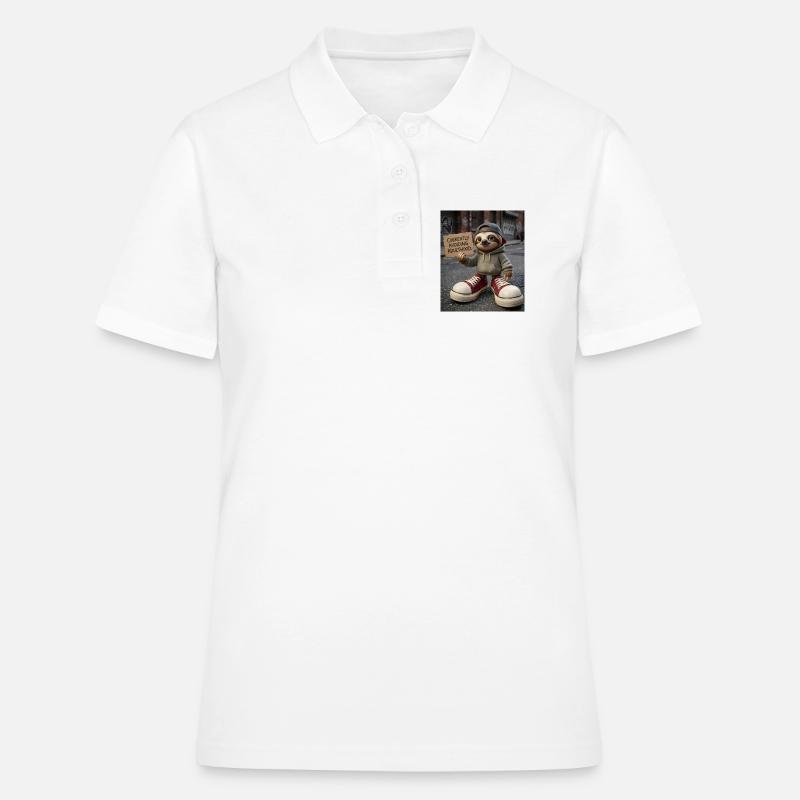 Funny Sloth Avoiding Adulthood • Urban Style - Women's Polo Shirt - white