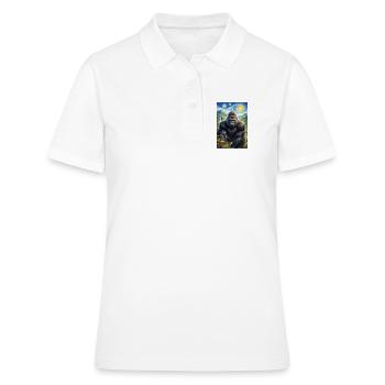 Gorille dans la jungle de la nuit étoilée - Polo Femme - blanc - Devant - Ailine (174cm)