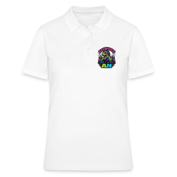 Bass mode on – Neon dinosaurs at the DJ booth - Women's Polo Shirt - white - Front - Ailine (174cm)