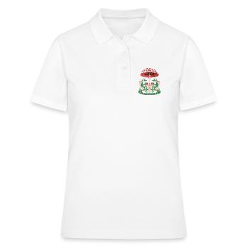 Pause café des grenouilles heureuses sous le parasol champignon - Polo Femme - blanc - Devant - Ailine (174cm)