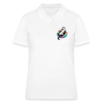 Otter mit Eis im Stencil Style - Frauen Polo Shirt - Weiß - Vorne - Ailine (174cm)