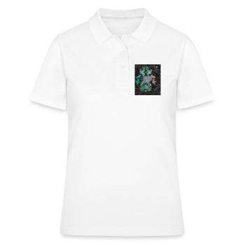 Rosa Herz umgeben von Frühlingsblumen  - Frauen Polo Shirt - Weiß - Vorne - Ailine (174cm)