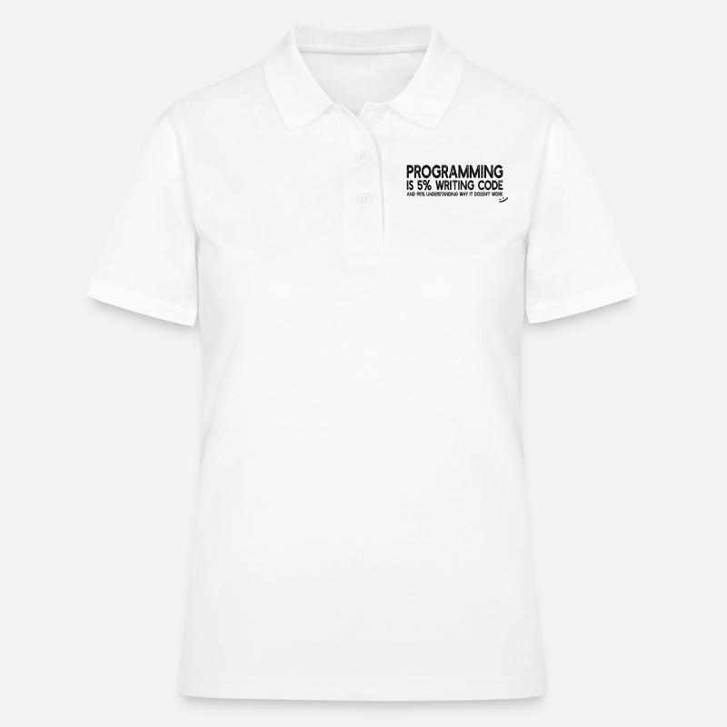 La programmation est 5% d’écriture de code - Computer Coding - Polo Femme - blanc