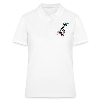 Amateur de musique de clé de sol - Polo Femme - blanc - Devant - Ailine (174cm)